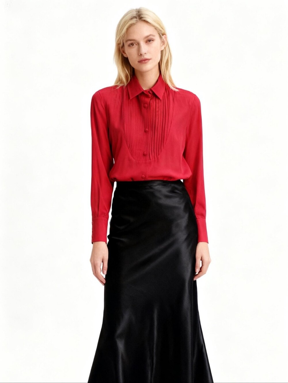 NEW! Patrick Collection Silk Red Button-Down Shirt Blouse Size 12